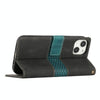 For iPhone 15 Grid Stitching Leather Phone Case with Lanyard(Black)