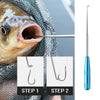 Blind Stabbing Device Multifunctional Stainless Steel Fish Mouth Deep Throat Detacher(Metal Blue)