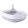 Grey Semi-Enclosed Cat Litter Box with Scoop, Small