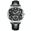 FNGEEN 4088 Men Hollow Quartz Watch Student Waterproof Luminous Watch(Black Leather White Steel Black Surface)