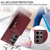 For Samsung Galaxy S25 Ultra 5G Crossbody Lanyard Zipper Wallet Leather Phone Case(Wine Red)