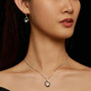 Sterling Silver Plated Plated Moissanite Earrings Necklace Set