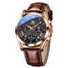 OLEVS 2876 Men Multifunctional Sports Chronograph Quartz Watch(Black + Rose Gold)