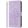 For iPhone XS Max Tulips Embossed Leather Phone Case with Lanyard(Purple)