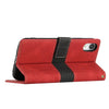 For iPhone XR Grid Stitching Leather Phone Case with Lanyard(Red)