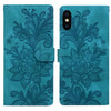 For iPhone X / XS Lace Floral Embossed Magnetic Buckle Leather Phone Case(Green)