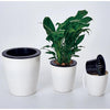 Lazy Flower Pots Automatic Water-absorbing Hydroponic Potted Plants Circular Resin Plastic Flower Pots Double-layer Design Self Watering Planter, Diameter: 15cm, Height: 15.5cm(White)