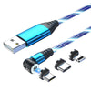3 in 1 2.4A USB to 8 Pin + Micro USB + USB-C / Type-C 540 Degree Bendable Streamer Magnetic Data Cable, Cable Length: 1m (Blue)