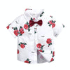 Summer Boys Print Short Sleeve Shirt + Shorts Set, Kid Size:90cm(White)