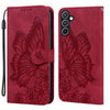 For Samsung Galaxy A56 5G Retro Skin Feel Butterflies Embossing Horizontal Flip Leather Phone Case(Red)