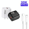 PD30W USB-C / Type-C + QC3.0 USB Charger with 1m Type-C to 8 Pin Data Cable, AU Plug(White)