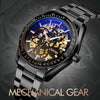 SKMEI 9194 Men Automatic Skeleton Mechanical Steel Band Watch (Golden Black Face)
