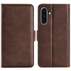 For Samsung Galaxy A36 Dual-side Magnetic Buckle Horizontal Flip Leather Phone Case(Brown)