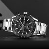 SKMEI 9253 Men Stopwatch Date Six Pin Stainless Steel Strap Quartz Watch(Silver Black)