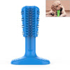 Dog Toothbrush Stick, Rubber Chew Toy with Toothpaste Reservoir, Blue, Medium