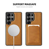For Samsung Galaxy S25 5G Pindun MagSafe Card Slot Leather Back Phone case(Black)