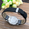 Couple Back View Pattern Leather Strap Quartz Watch(Black for Man)