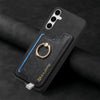 For Samsung Galaxy S25 Ultra 5G Retro Cross Leather Ring Horizontal Insert Card Bag MagSafe Phone Case(Black)