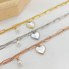OPK 1106 Cold Style Personalized Double Layer Temperament Peach Heart Pearl Stainless Steel Bracelet, Color: Gold