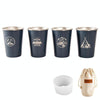 4 PCS / Set Outdoor Picnic Stainless Steel Cup With Storage Bag+Silicone Holder (Dark Blue)