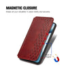 For Samsung Galaxy S25 Edge 5G Cubic Grid Pressed Magnetic Leather Phone Case(Red)