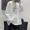 Long-Sleeved T-Shirt Cartoon Printing Loose Sweathershirt  Base Shirt, Size: XL(White)