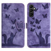 For Samsung Galaxy A36 5G Butterfly Cat Embossing Flip Leather Phone Case(Purple)