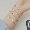 925 Silver Plated Rainbow Smile Beaded Bracelet Ladies Jewelry, Color: Cloud Rainbow