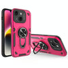 For iPhone 14 Metal Rotating Bracket TPU + PC Magnetic Phone Case(Rose Red)