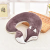 Lovely Fox Animal Cotton Plush U Shape Neck Pillow for Travel Car  Plane Travel(pink)