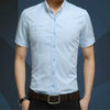 Men Business Shirt Short Sleeves Turn-down Collar Shirt, Size:XXXXXL(Light Blue)