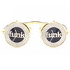 Steampunk Sunglasses Round Metal Flip Up Glasses For Men and Women, Style: Gold Clock C8