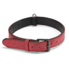 JINMAOHOU Red Leather Dog Collar, Medium (49x2.7cm) - Double Layer