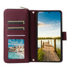 For Samsung Galaxy A14 Nine-card Slots Zipper Wallet Bag Leather Phone Case(Wine Red)