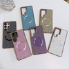 For Samsung Galaxy S23+ 5G Electroplating PC Glitter Grain MagSafe Phone Case(Black)