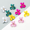 7 Pairs Women Fashion Flower Alloy Petal Earrings(White)