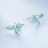 S925 Sterling Silver Platinum-plated Blue White Gradient Flying Fish Earrings(BSE977)