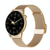 HD1 1.3 Inch AMOLED Screen Smart Watch with NFC Function(Gold Steel+Silicone Strap)