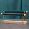 Removable Solid Wooden Base Ring Display Metal Stand Sponge Bar Ring Storage Rack, Style: Two Layers Green