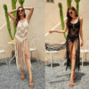 Summer Long Tassels Camisole Cover-up Hand Hook Hollow Sunscreen Shirt, Size: Free Size(Black)