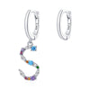 S925 Sterling Silver Colorful Zircon Letters S Asymmetry Women Earrings