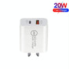 TCS-20WACA 20W PD Type-C + QC 3.0 USB Interface Fast Charging Travel Charger with USB to 8 Pin Fast Charge Data Cable AU Plug