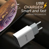 IVON AD-33 2 in 1 2.1A Single USB Port Travel Charger + 1m USB to 8 Pin Data Cable Set, US Plug(White)