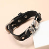 Simple Skull Leather Bracelet Personalized Trendy Street Hand Jewelry(Black)