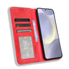 For Samsung Galaxy S24 FE 5G Magnetic Buckle Retro Texture Leather Phone Case(Red)
