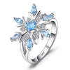 Fashion Snowflake Flower Blue Topaz Ring Jewelry Women, Ring Size:10