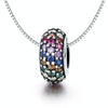 S925 Sterling Silver Pendant Rainbow Pav Diamond Beads DIY Bracelet Necklace Accessories