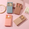 5 In 1 Windowed Mirror Case Portable Mini Multifunctional Makeup Brushes Cosmetic Tool Set(Pink)