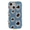 For iPhone 13 Creative Multi-hole Black Lace Denim PU Phone Case