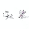 S925 Sterling Silver Pink Dragonfly Ear Stud Women Earrings